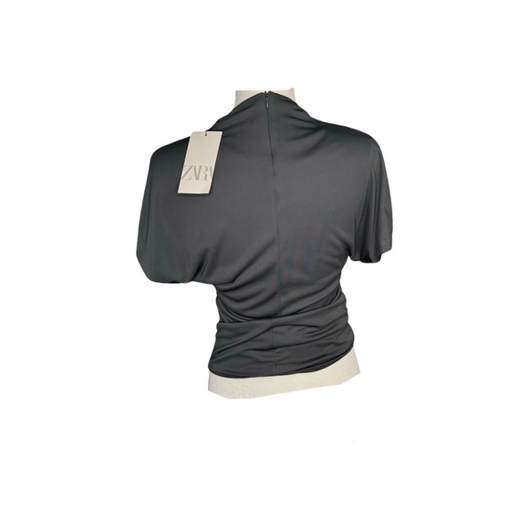 (NWT) Zara Side Ruched Top  ANTHRACITE GRAY Size XS - Picture 7 of 8